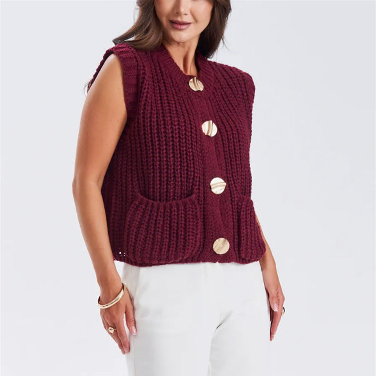 Women's knit jacket with gold buttons and relaxed fit Lune London