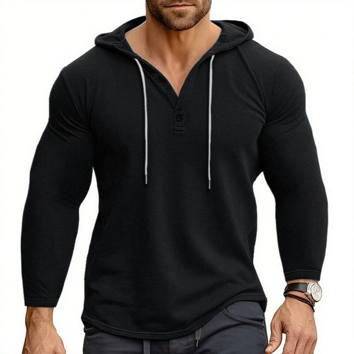 Men's Hoodie with buttoned collar and drawstring Lune London