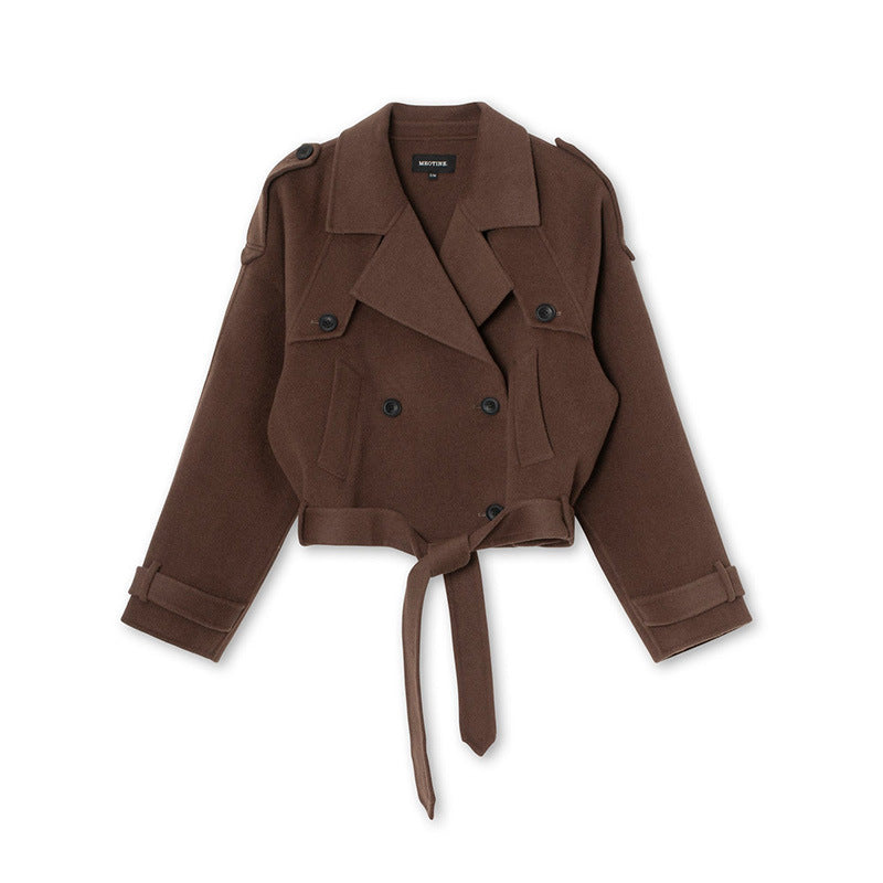 Lune London short wool trench coat with stylish details