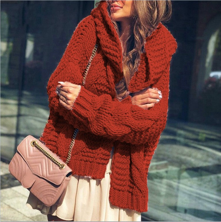 Ladies oversized knitted cardigan with asymmetrical cut and oversized sleeves Lune London