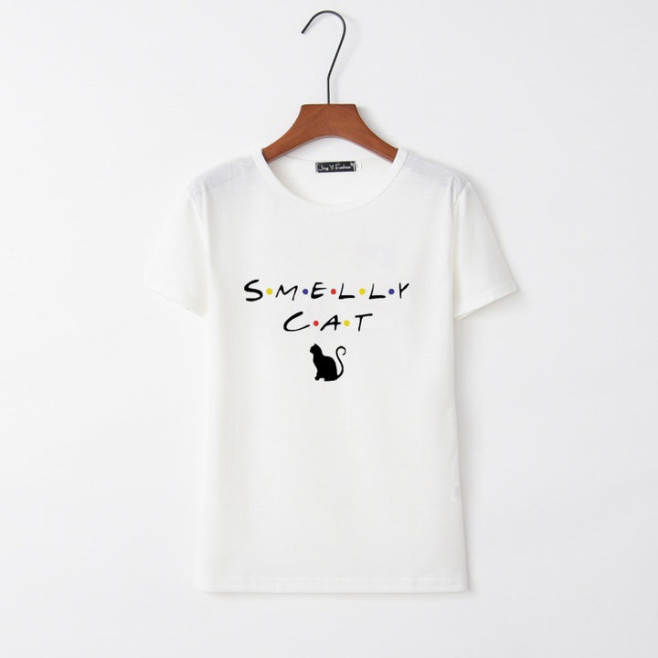 T-shirt pour femmes avec un design de chat créatif et un col rond Chic & Stil