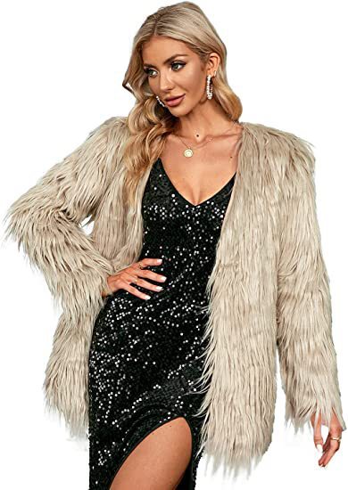 Ladies extravagant faux fur coat with fluffy texture Lune London