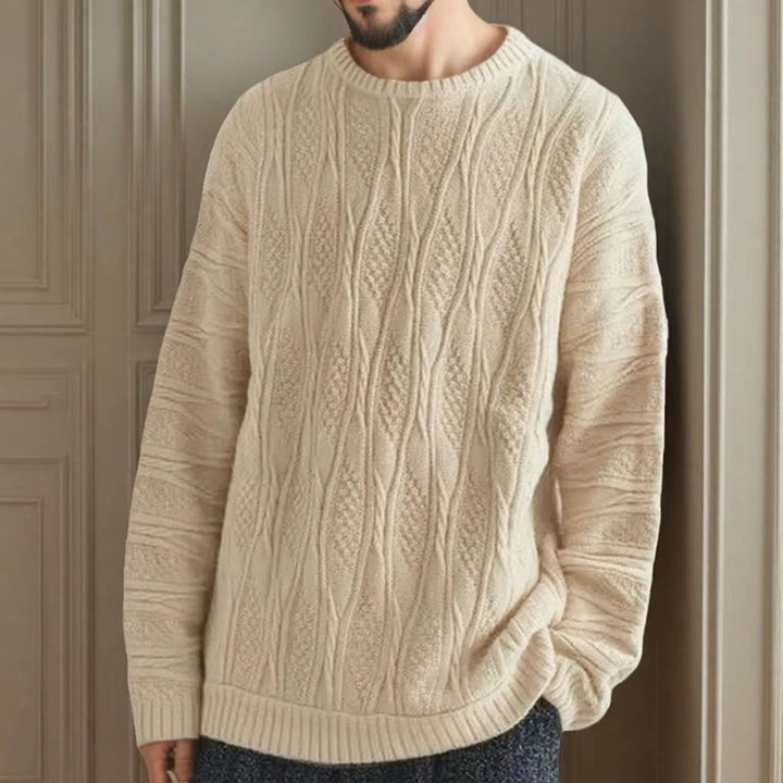 Chunky knit sweater for women with a unique honeycomb pattern and a high collar Lune London