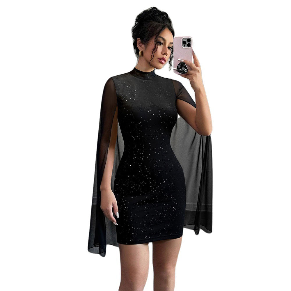 Cocktail dress for women with transparent overlays and sparkly accents Chic & Stil