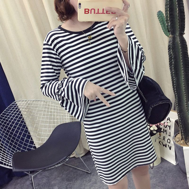 Women's striped mini dress with voluminous sleeves Lune London