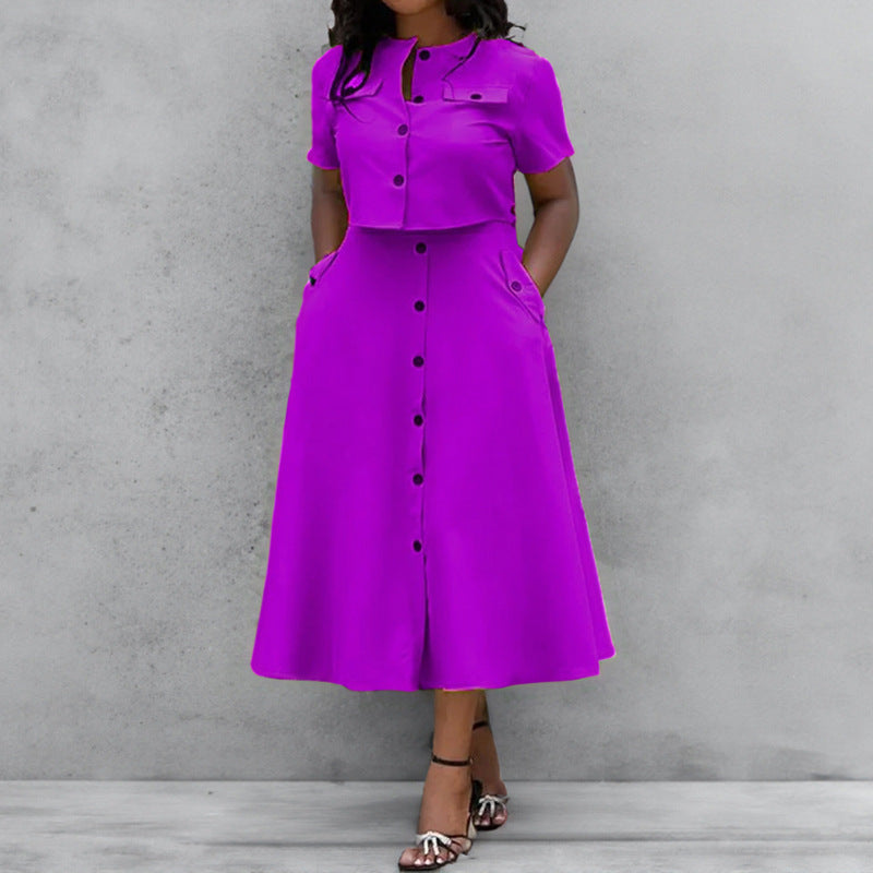 Robe deux pièces pour femmes avec veste courte et longueur mi-mollet ajustée Chic & Stil