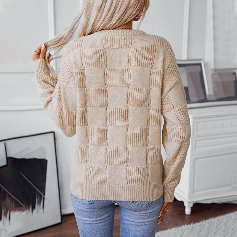 Knitted patterned sweater for women with panoramic design and cozy texture Lune London