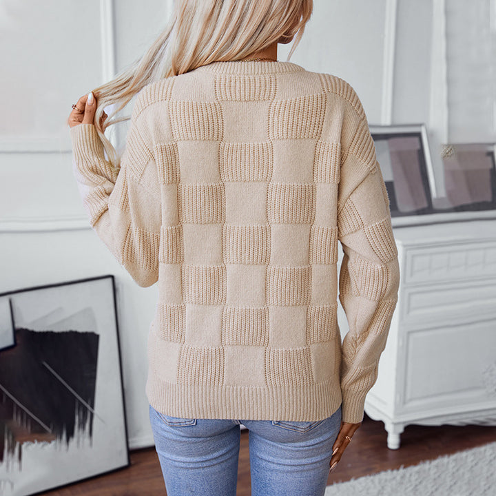 Knitted patterned sweater for women with panoramic design and cozy texture Lune London
