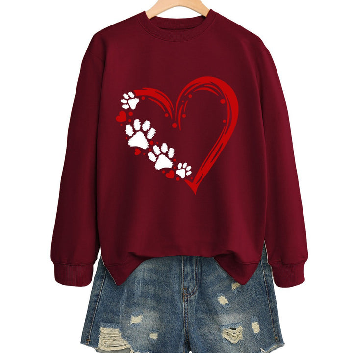 Sweatshirt pour femmes avec un design créatif de cœur et de patte Chic & Stil