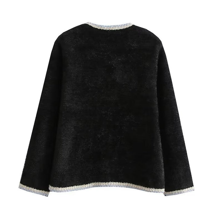 Elegant knitted cardigan for women with decorative pearl buttons and practical pockets Lune London