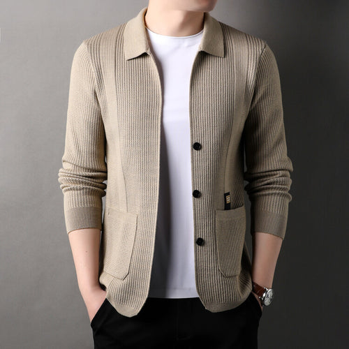 Lady cardigan with modern honeycomb pattern and fine collar Lune London