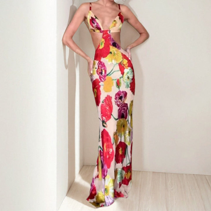 Robe Maxi Élégante Femme avec Découpe Florale et Design Découpé Chic & Stil