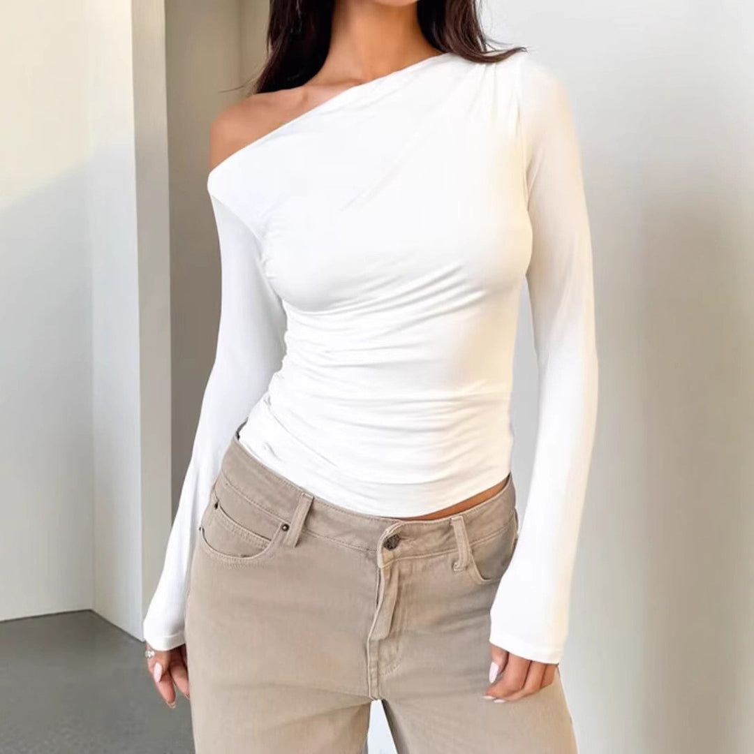Women's Asymmetrical Long Sleeve Shirt with Elegant Cut and Figure-Flattering Design Lune London