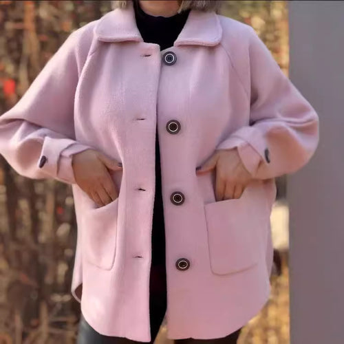 Transitional jacket for women with large collar and practical pockets Lune London