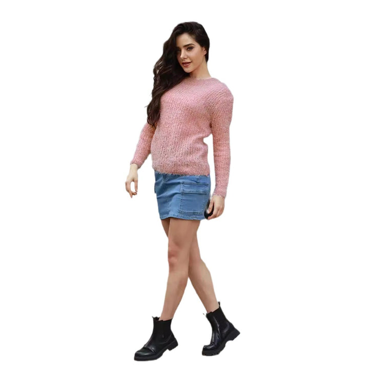 Ladies Comfortable Knit Sweater with Relaxed Fit and Fine Texture Lune London