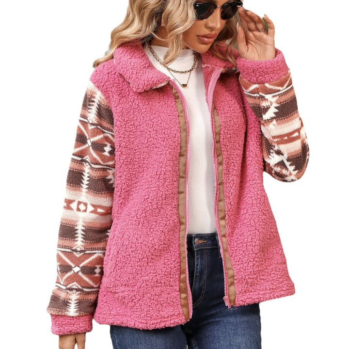 Ladies cozy fleece jacket with trendy pattern Lune London