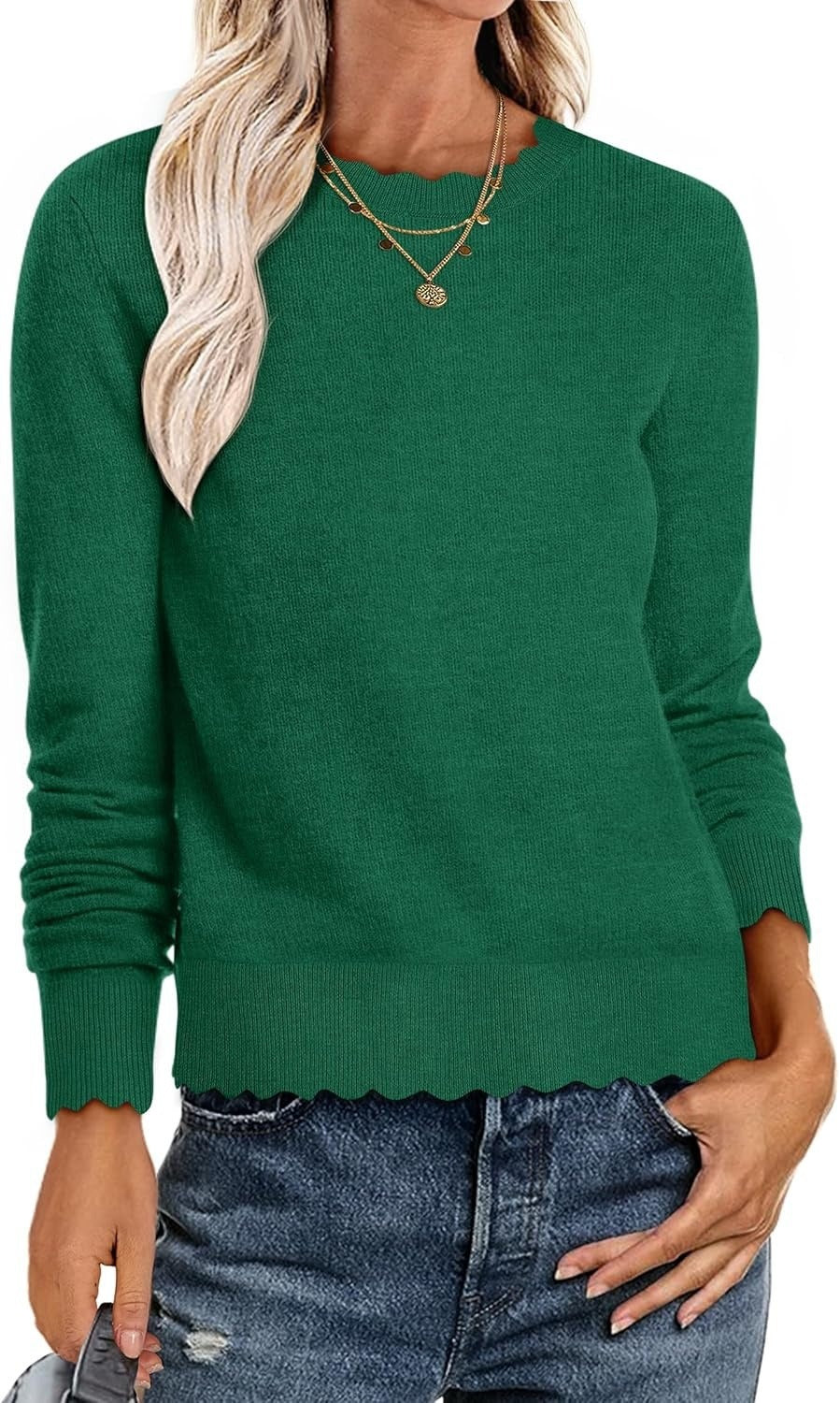 Chic and Stylish Women's Sweatshirt with Wavy Hem