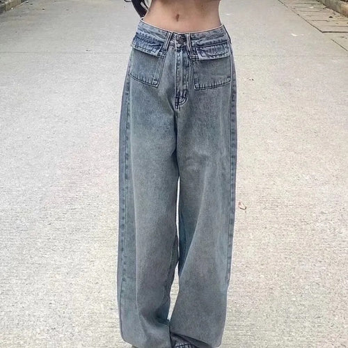 Pantalons en denim pour femmes, coupe ample, avec poches haute et lavage vintage Chic & Stil