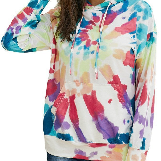 Casual hoodie for women with a unique tie-dye design Lune London