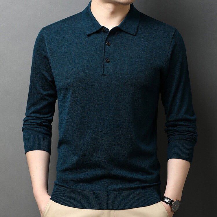 Lune London Elegant knit sweater for men with polo collar and button placket