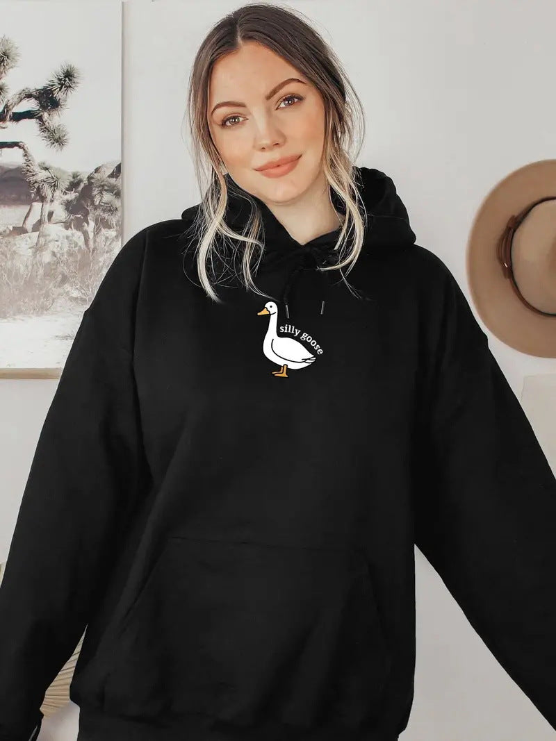 Hoodie pour femmes avec motif de oie créatif et intérieur en molleton doux Chic & Stil