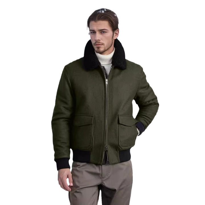 Elegant and warm bomber jacket for men with faux fur collar Lune London