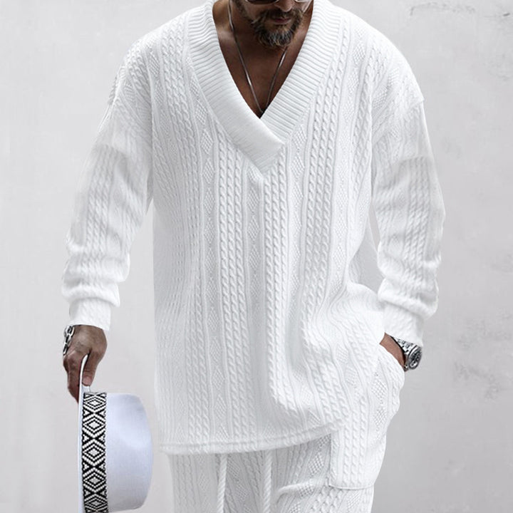 Men's knit sweater with V-neck from Lune London