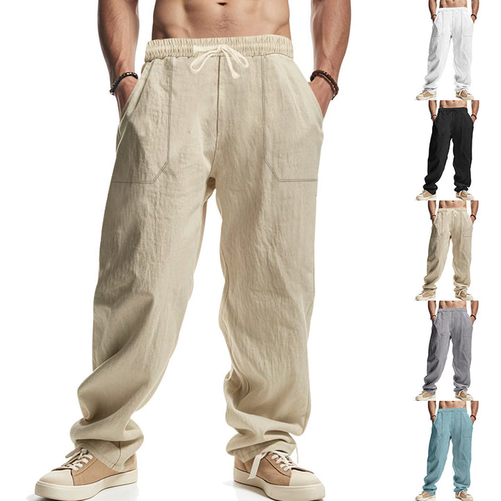 Casual cargo pants for men in lightweight and breathable material with adjustable drawstring Lune London
