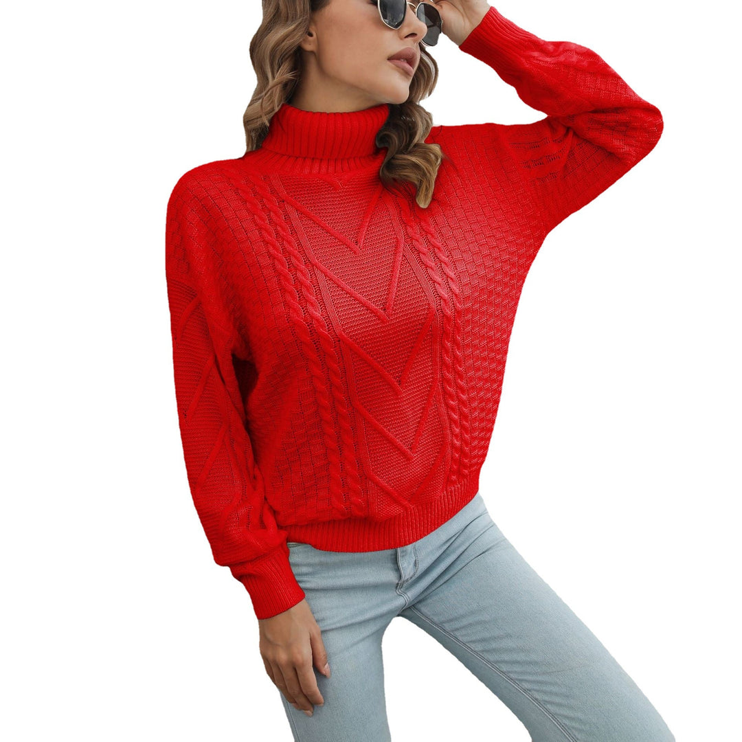 Lune London | Women's knitted pullover with textured cable pattern and roll collar