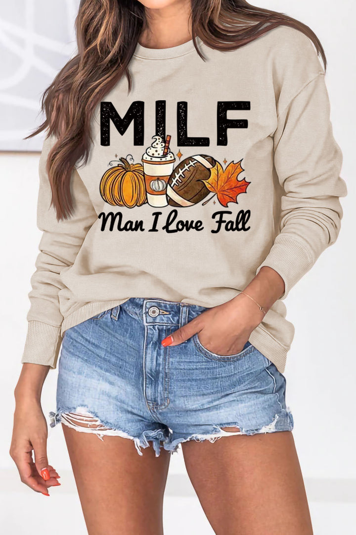 Sweatshirt pour femmes avec motif essence automnale et lettrage inspirant Chic & Stil