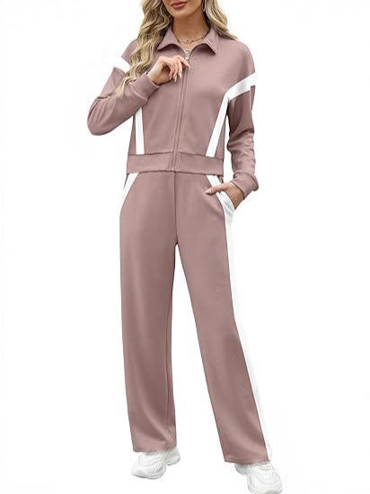 Dames Ensemble de loisir sportif avec motif à rayures à la mode Lune London