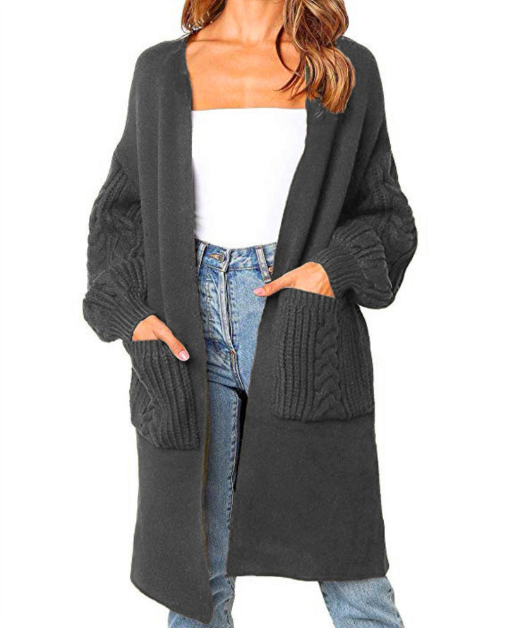 Ladies Large knitted cardigan with deep pockets and loose fit Lune London