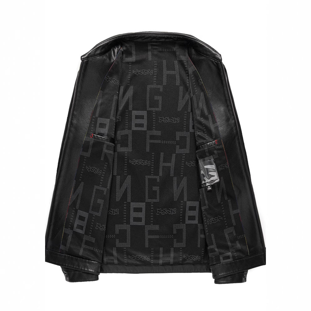 Faux leather jacket for men, modern and stylish, with practical zip pockets Lune London