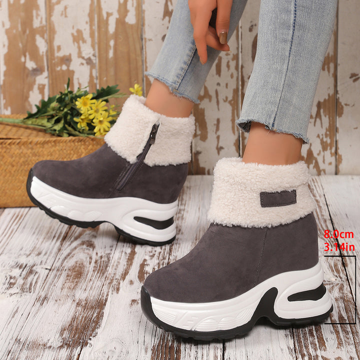 Trendy fleece boots for women with wedge heel Lune London