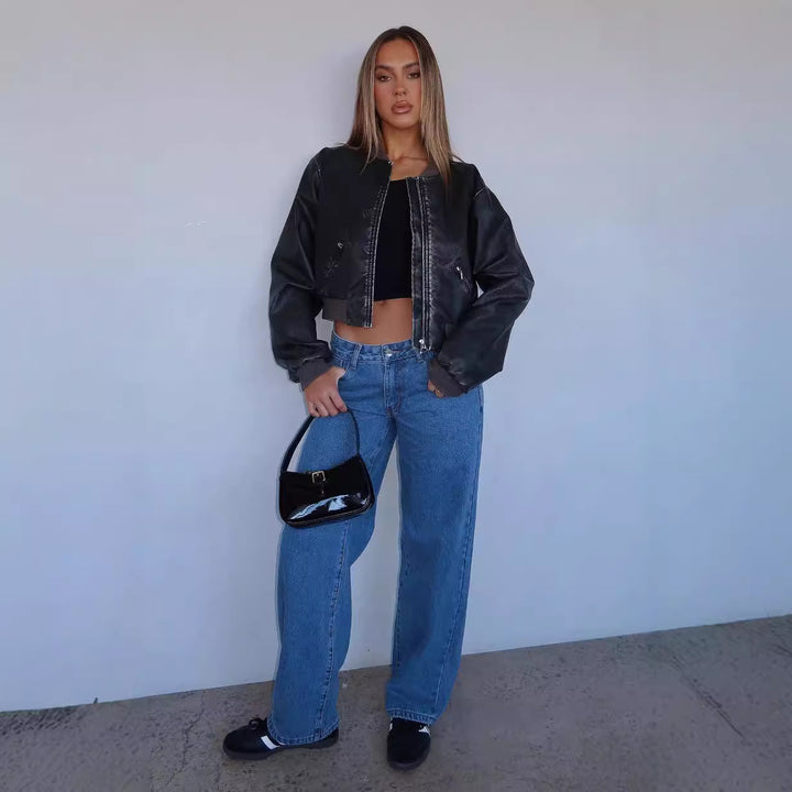 Women's casual wide jeans with high waist and fashionable cut Lune London