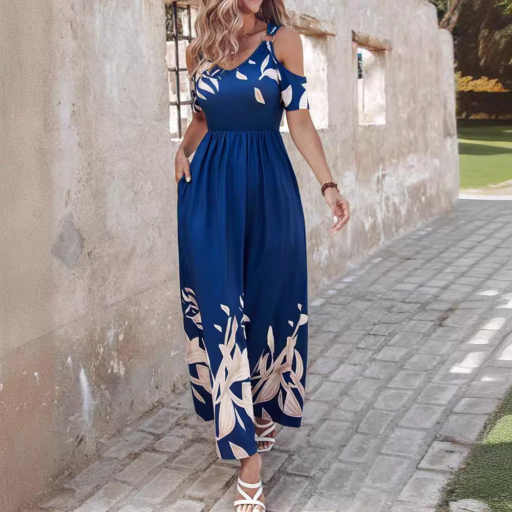 Chic and Stylish Off-Shoulder Maxi Flower Dress