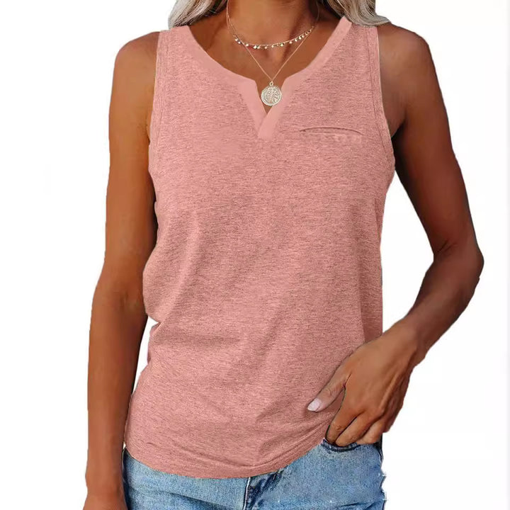 Casual women’s T-shirt with V-neck and chest pocket Lune London