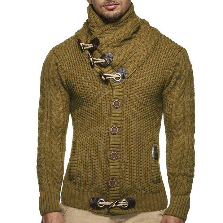 Men's knitted jacket with creative button placket and high collar Lune London