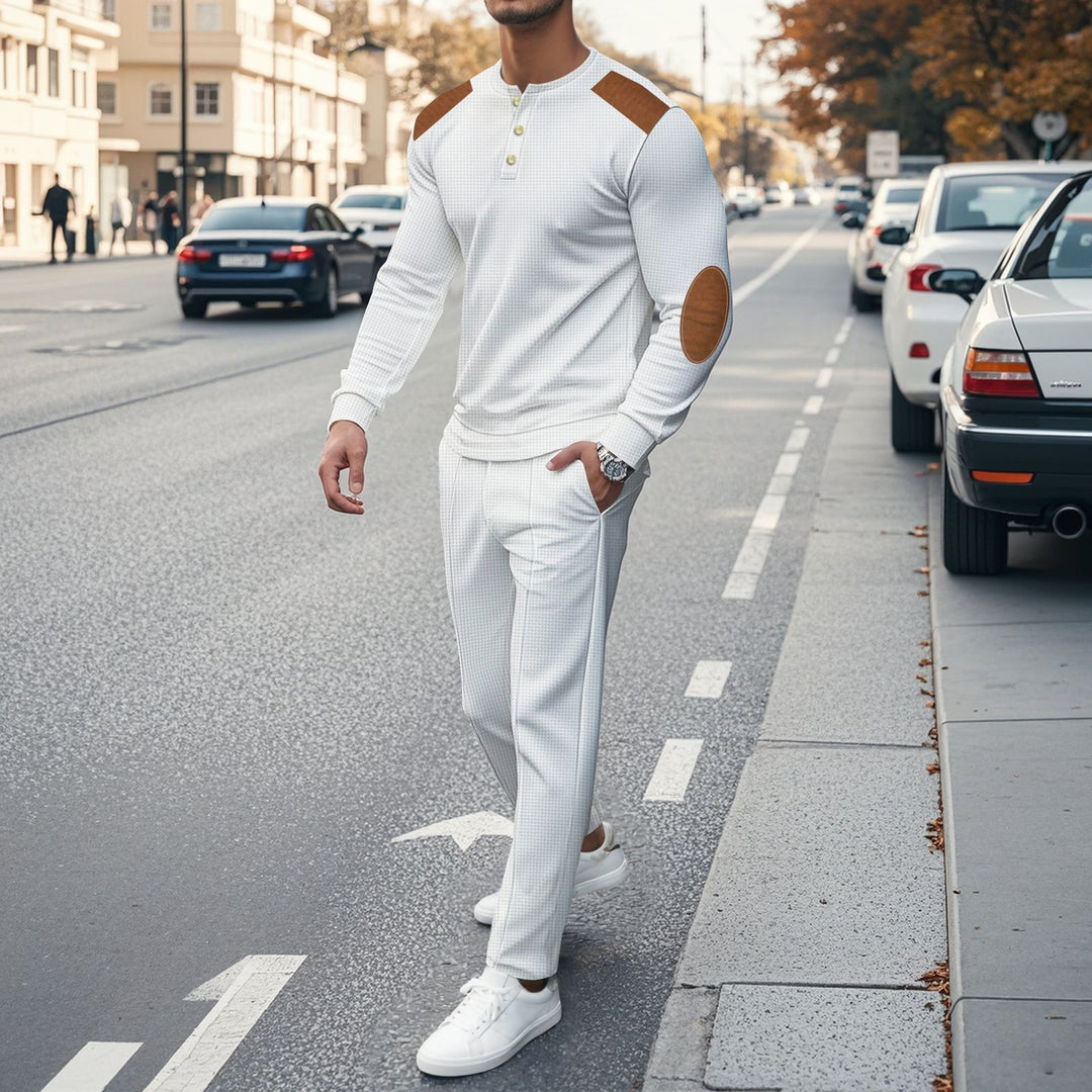 Men's leisure set with practical buttons and leather applications Lune London
