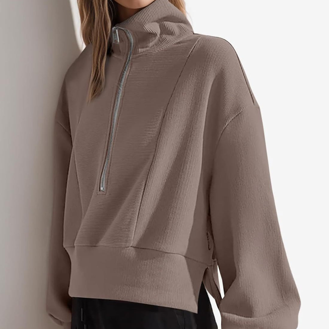 Pull-over zippé sportif pour femmes avec col montant Lune London