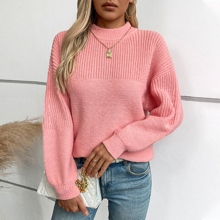 Casual pullover for women with high collar and modern textured knit Lune London