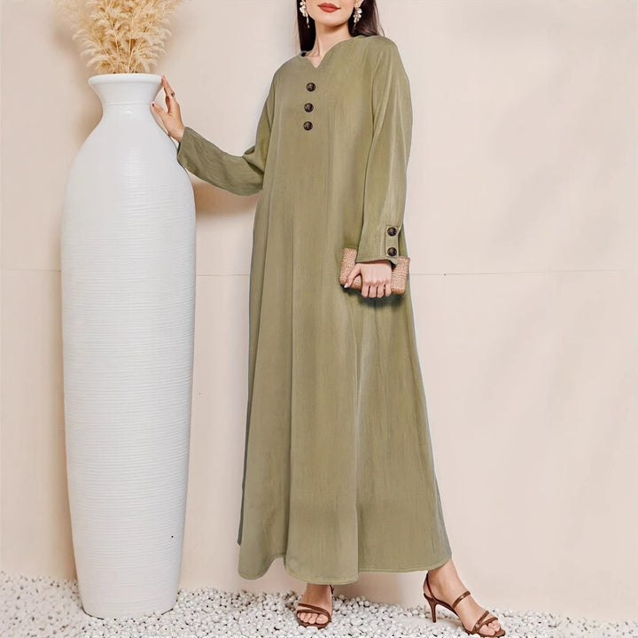 Maxi dress for women with an elegant button placket Lune London