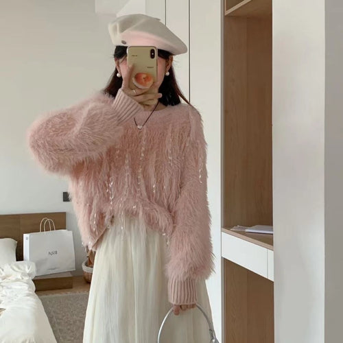 Fuzzy knit sweater for women with unique details Lune London