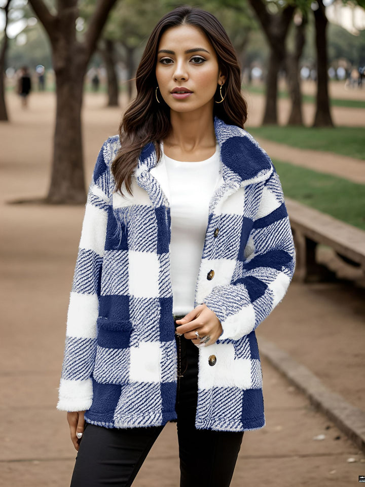 Dames Manteau en tartan douillet Chic und Stil