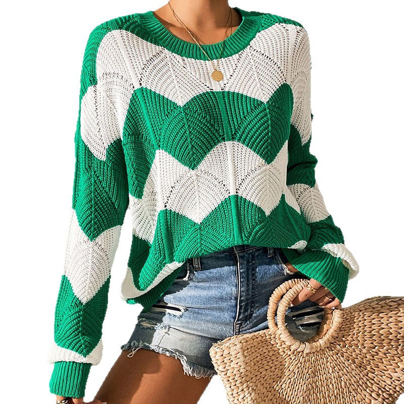 Pull en tricot pour femmes avec motif ondulé et coupe ample Chic & Stil
