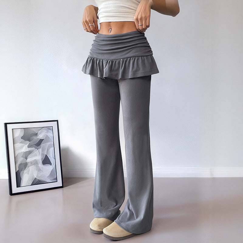 Women's leisure trousers with a frill belt and wide leg Lune London