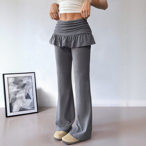 Women's leisure trousers with a frill belt and wide leg Lune London
