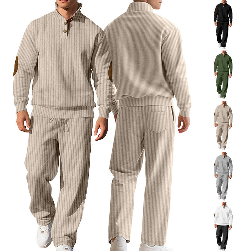 Men's sporty sweatshirt with an innovative button placket design and chic and stylish accents