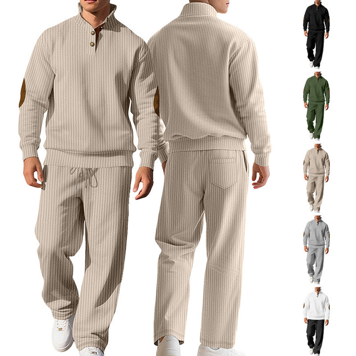Men's sporty sweatshirt with an innovative button placket design and chic and stylish accents