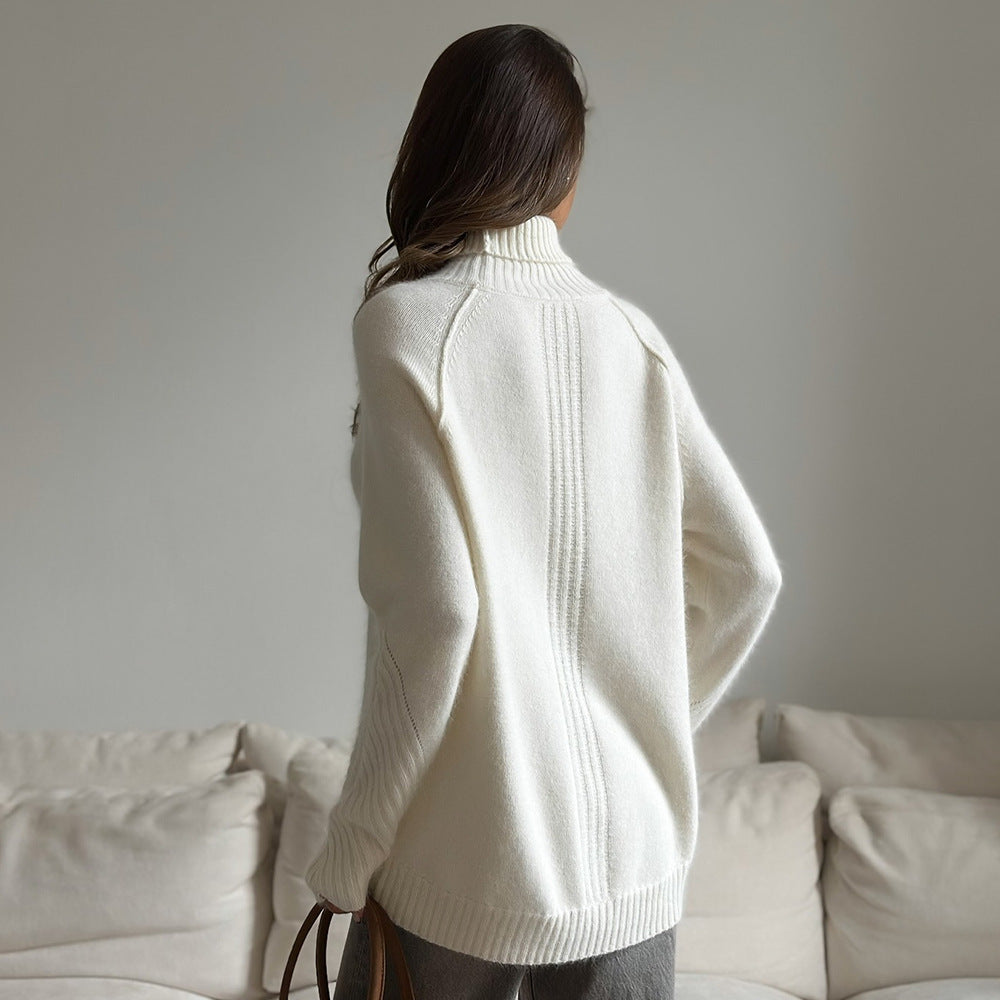 Ladies Comfortable Knit Sweater with Turtleneck Lune London
